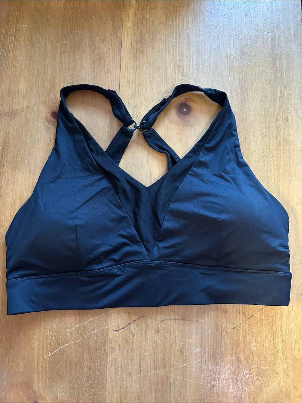 ZYIA Black V-Neck Wireless Sports Bra with Convertible Straps